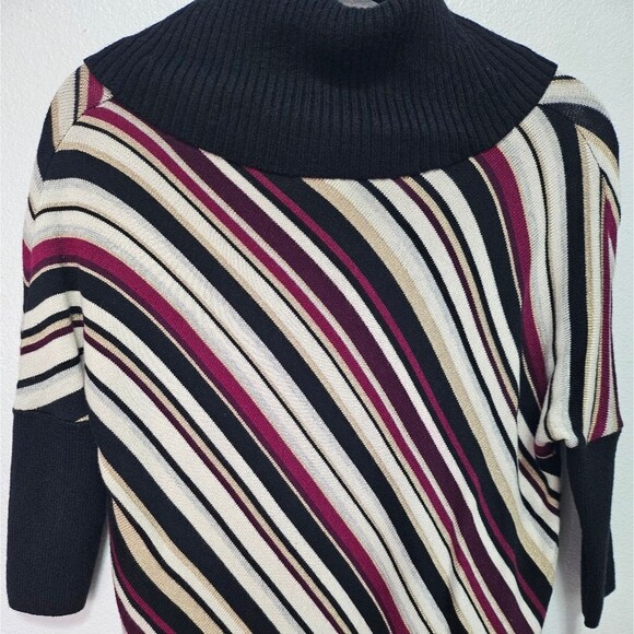 White House Black Market Cowl Neck Metallic Gold Burgundy Wool Blend Sweater XS - Picture 10 of 11